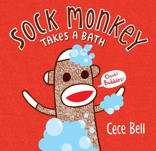Sock monkey takes bath - takes,
