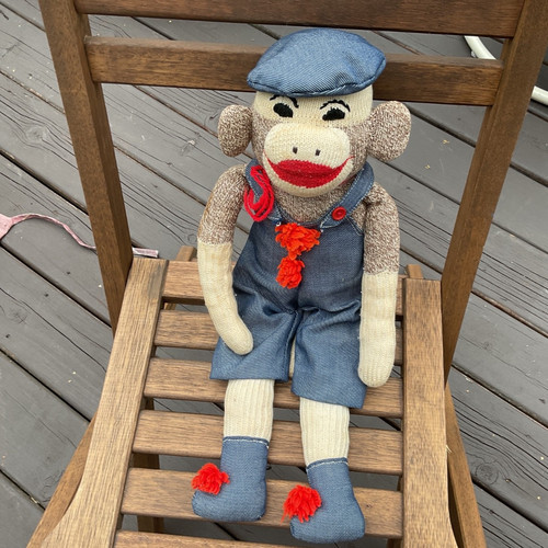 Vintage sock monkey with - monkey, 19”with