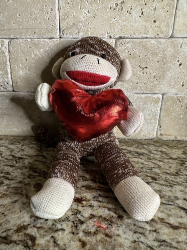 Sock monkey with red - sock, heart