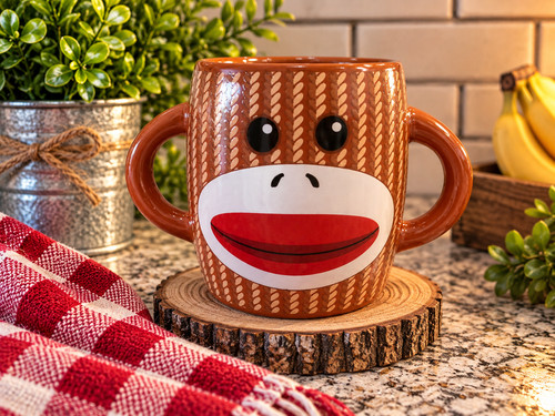 Brown sock monkey coffee - brown,