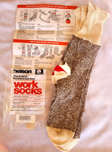 Vtg rockford red heel sock - red,