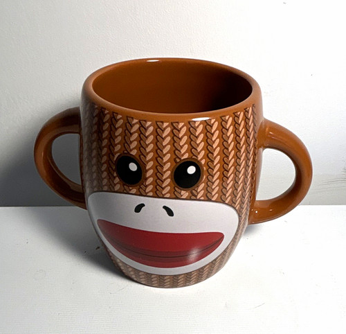 Sock monkey face ceramic - monkey,
